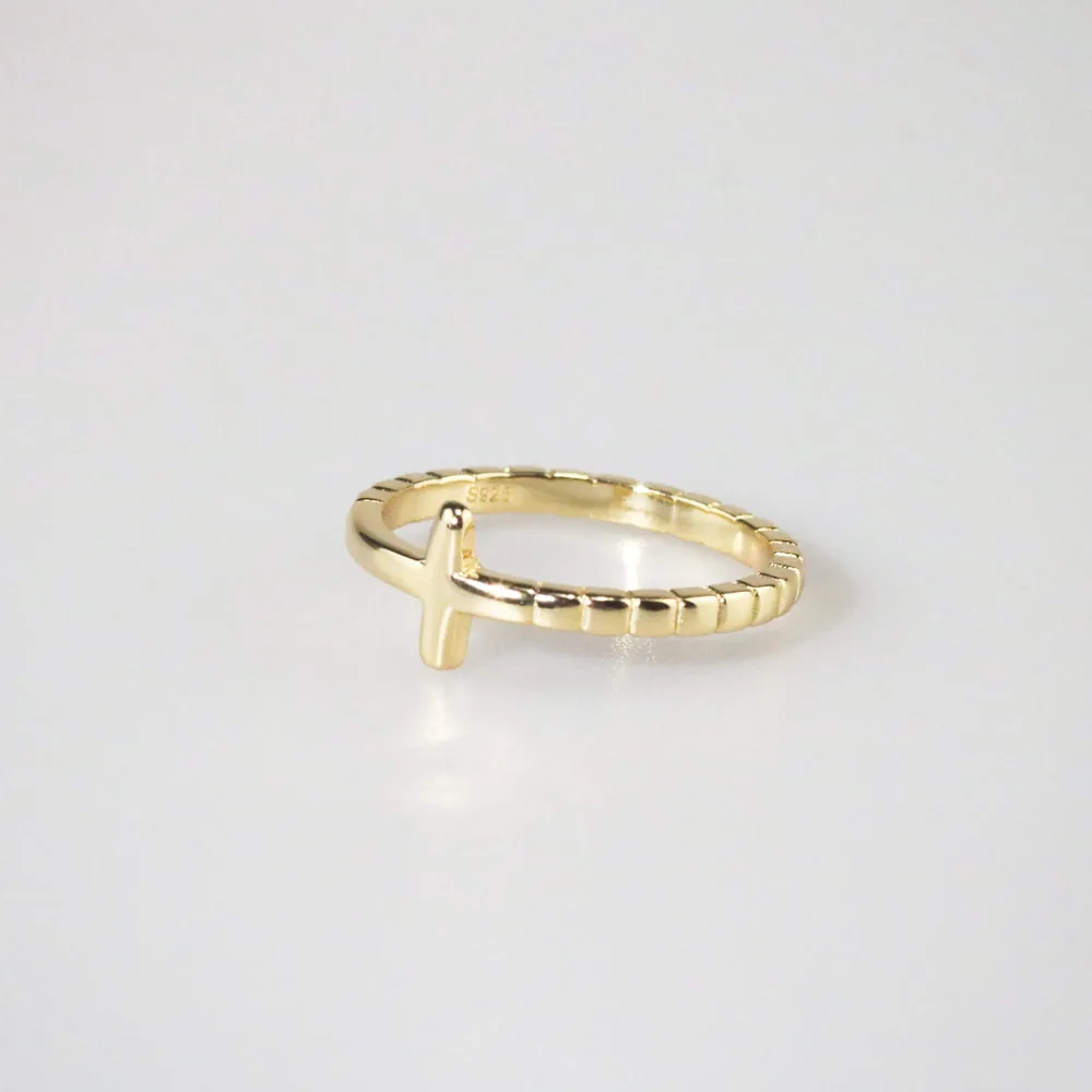 Gold Plated Cross Ring in Sterling Silver