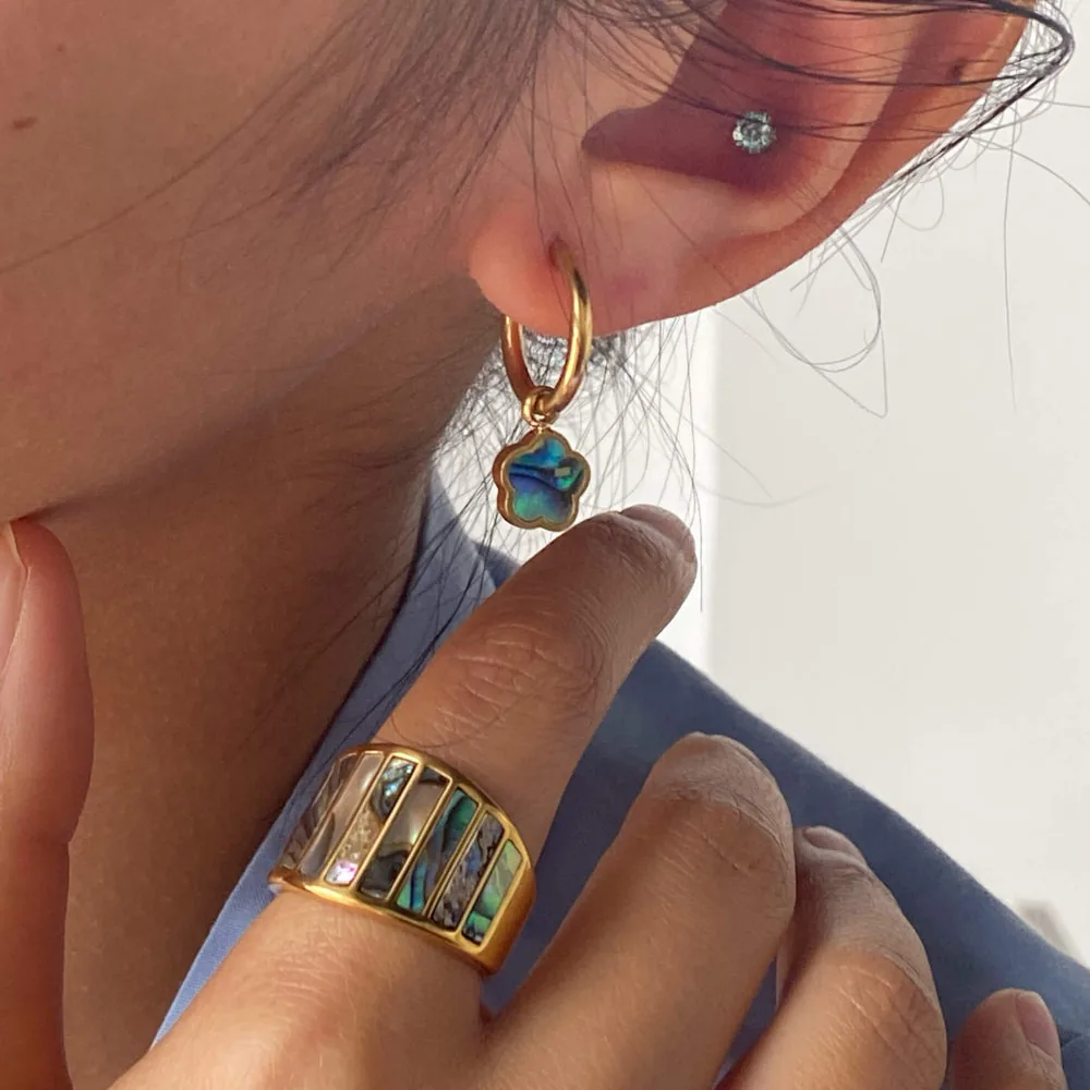 Abalone Hoop Earrings – Waterproof & Hypoallergenic