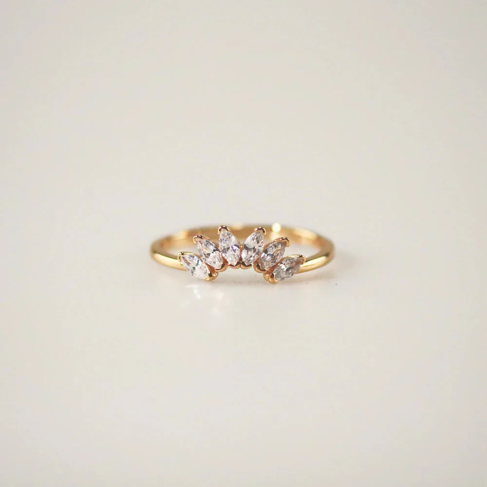 Contour Gemstone Band Ring - Gold Plated Sterling Silver