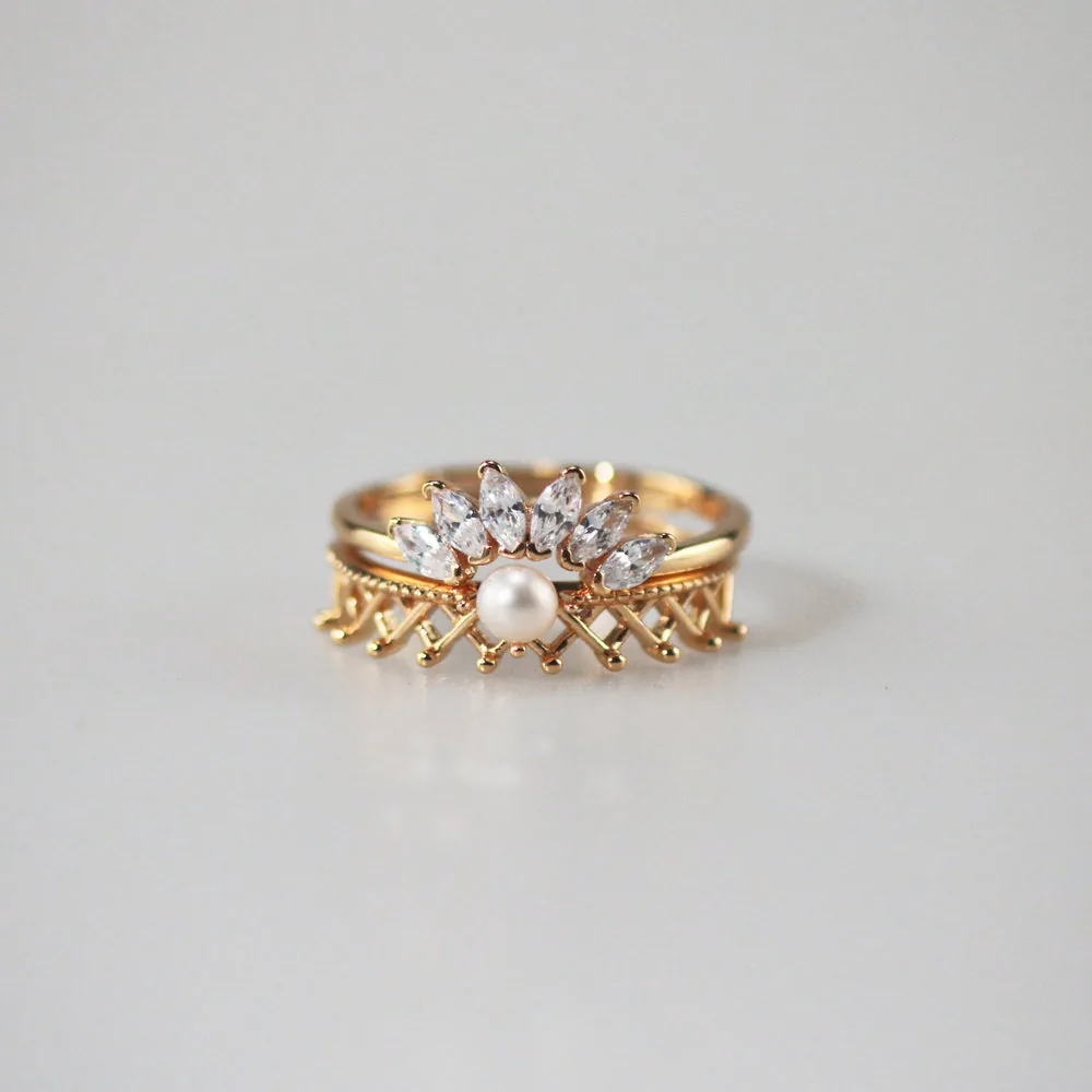 Contour Gemstone Band Ring - Gold Plated Sterling Silver