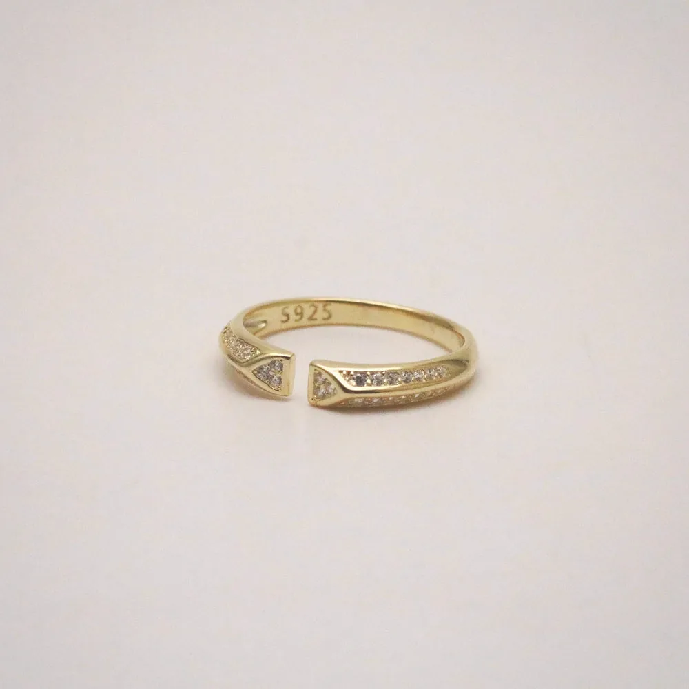 Minimalist Adjustable Open Ring – Gold Plated Sterling Silver