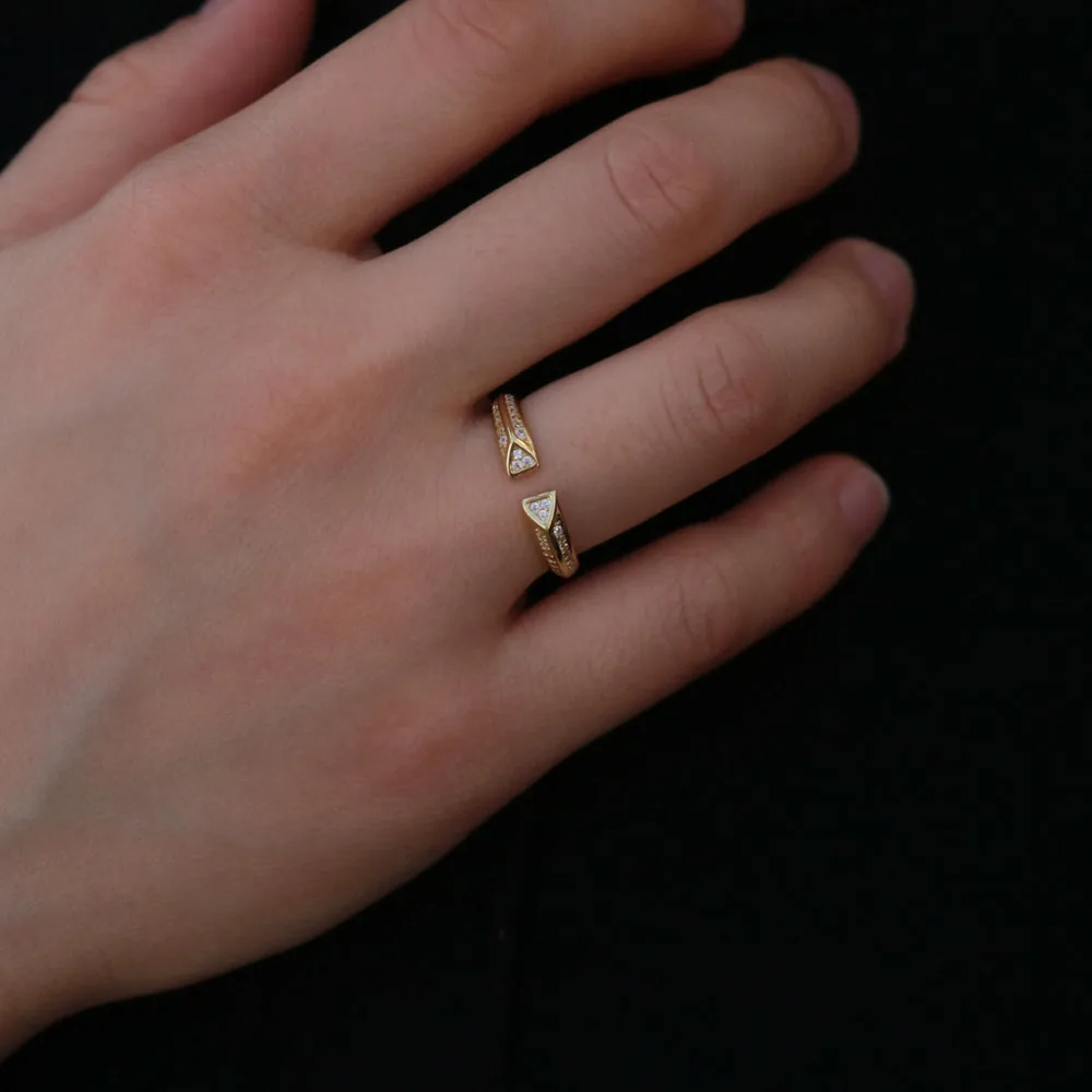 Minimalist Adjustable Open Ring – Gold Plated Sterling Silver