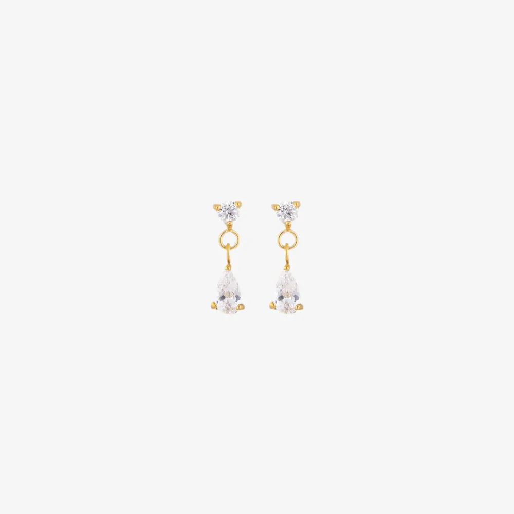 Afton Teardrop CZ Earrings - Waterproof 18K Gold Plated