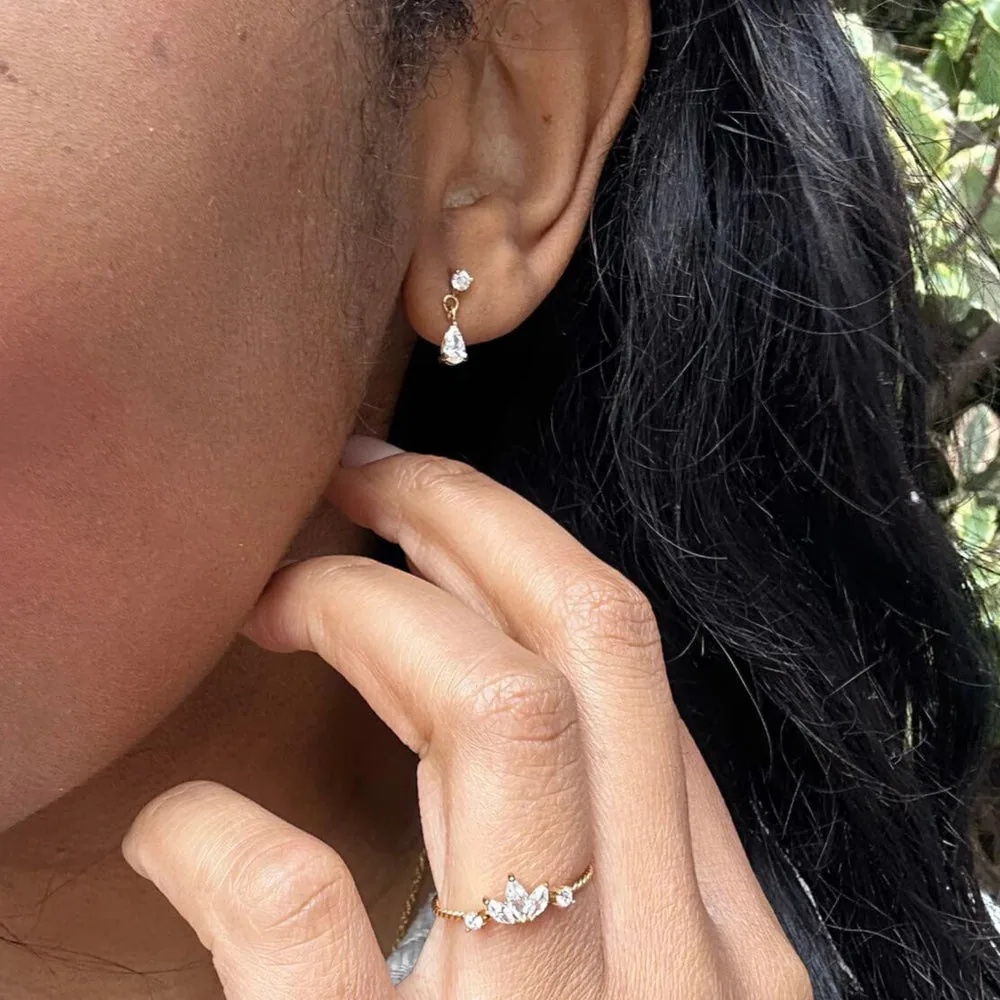 Afton Teardrop CZ Earrings - Waterproof 18K Gold Plated