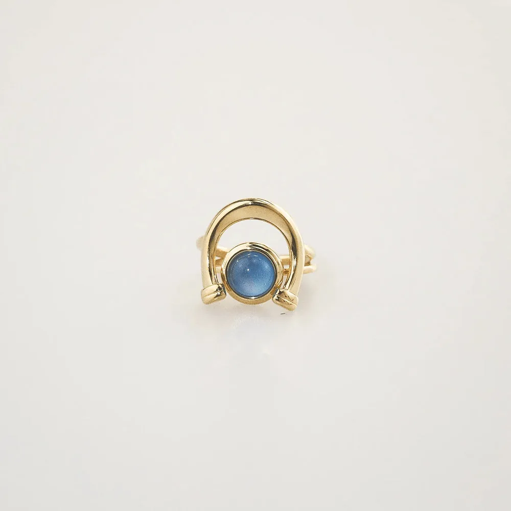 Meideya Arlo Blue Stone Ring Set — Gold Open Rings