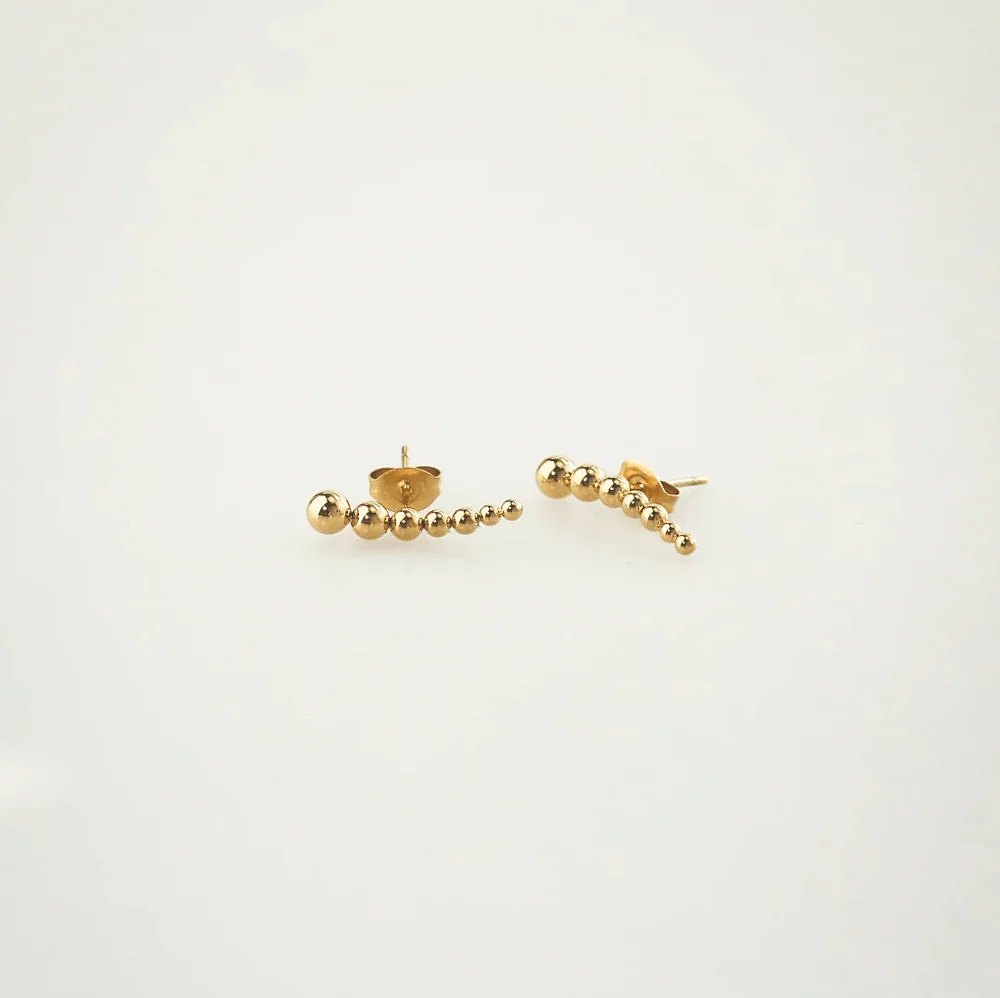 Beaded Ear Climber – Waterproof Gold Earrings for Women