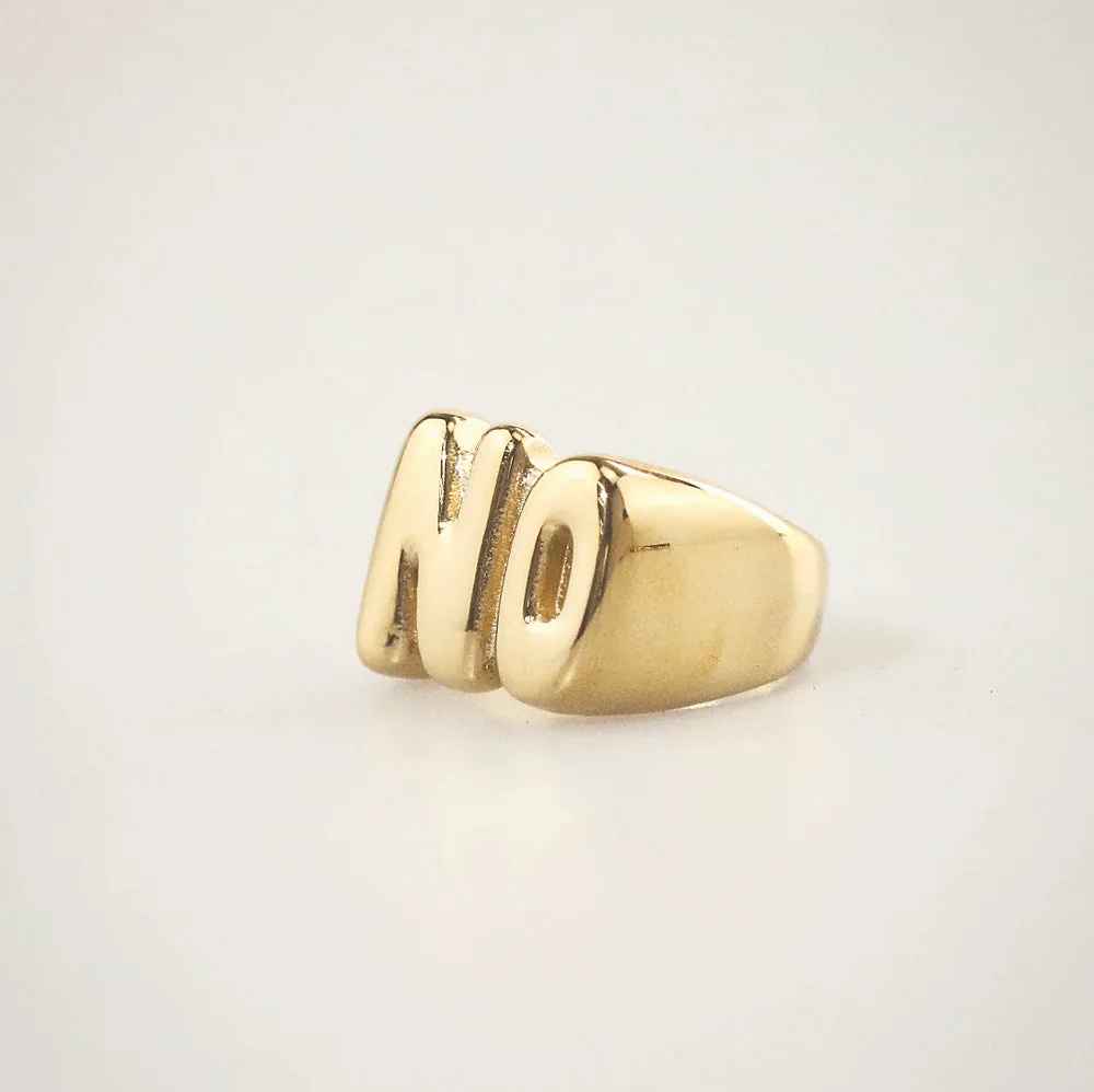 Big NO Ring – Gold-Tone Chunky Statement Ring