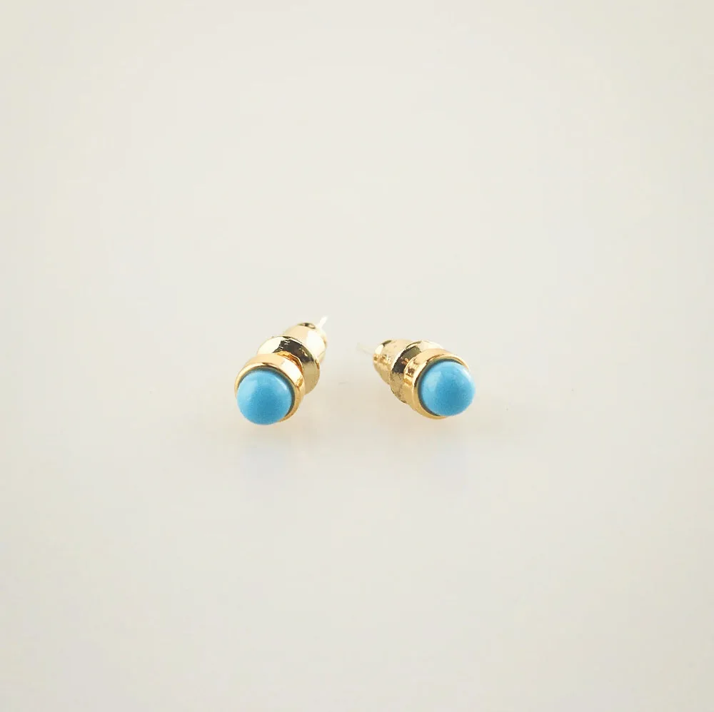 Blue Agate Stud Earrings for Women in Hypoallergenic 316L