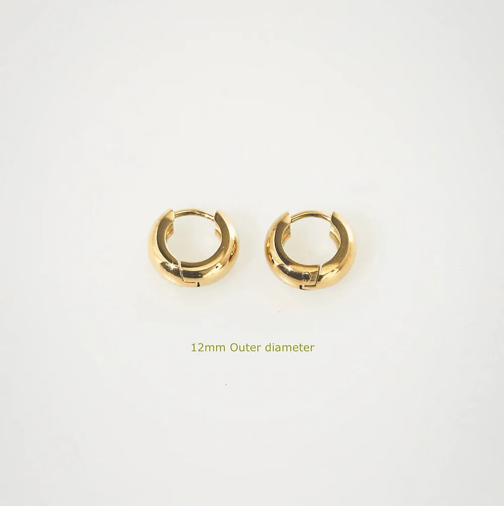 Bold Huggie Hoops - 12mm Waterproof 18K Gold Earrings