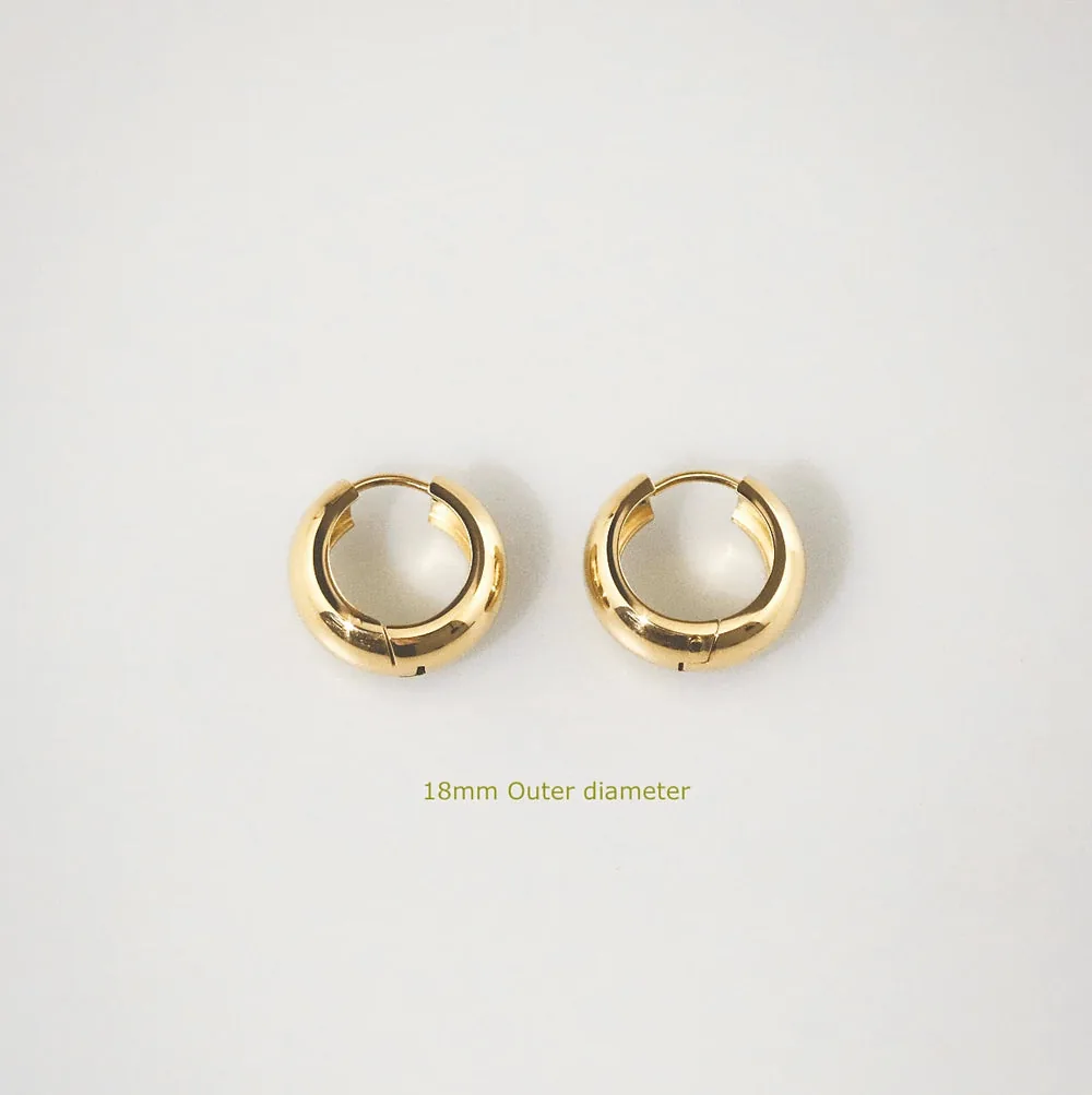 Bold Huggie Hoops - 18mm Waterproof Gold Earrings