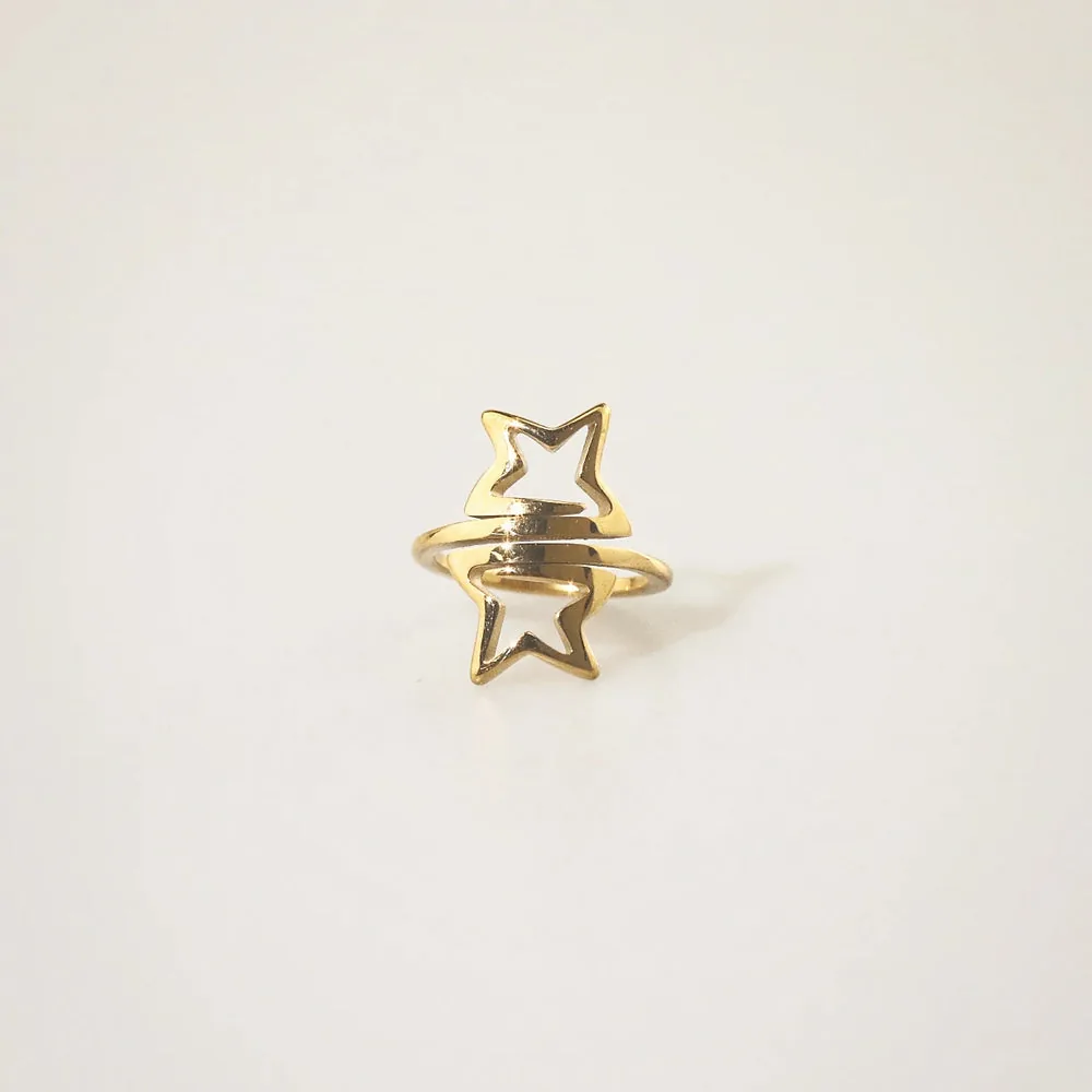 Celestial Star Wrap Ring – Waterproof Gold Stainless Steel
