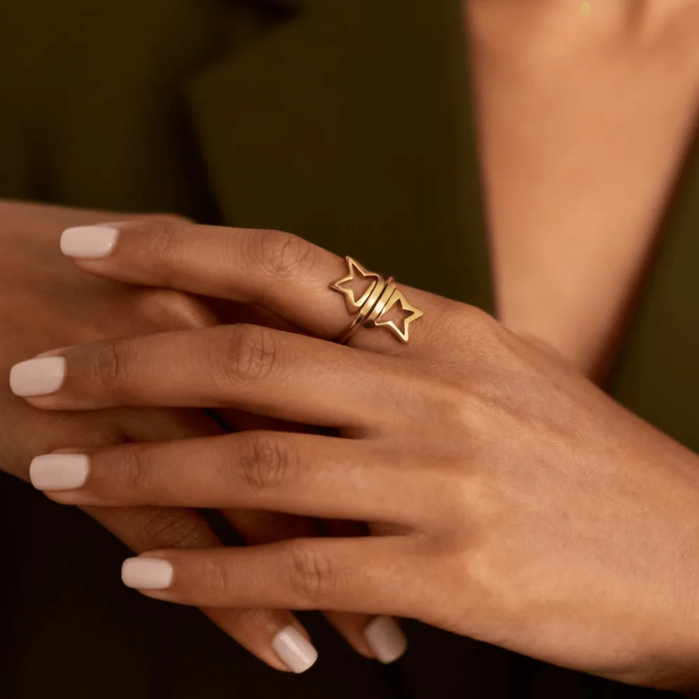 Celestial Star Wrap Ring – Waterproof Gold Stainless Steel