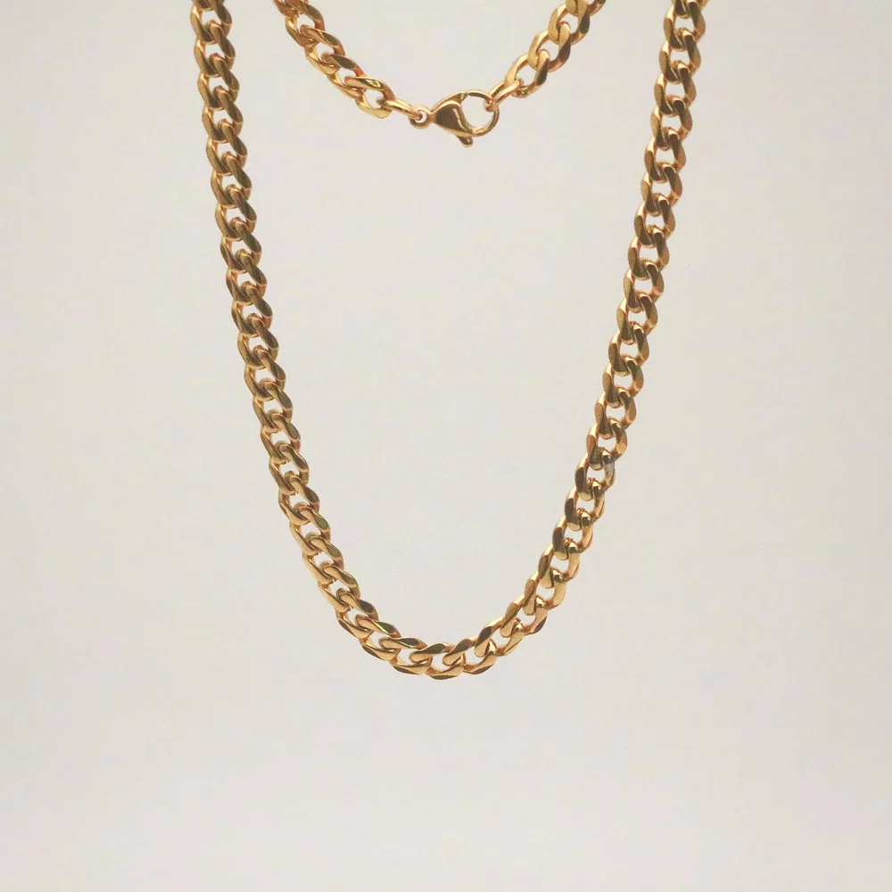 Cora Curb Chain Necklace – 18k Gold Stainless Steel