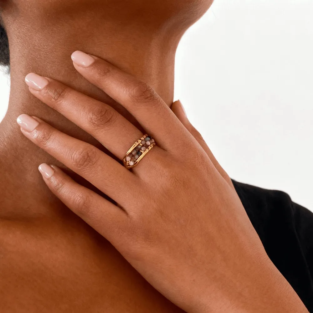 Crystal Bead Ring – Waterproof Tarnish-Free Stackable Ring