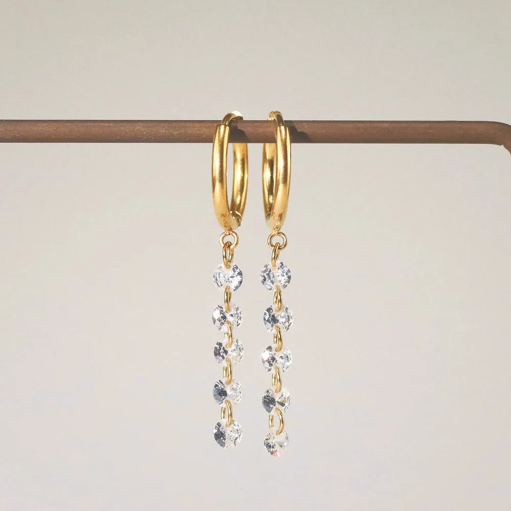 Crystal Drop Hoop Earrings - Mowry