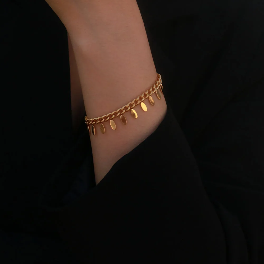Dainty Gold Tassel Chain Bracelet | Waterproof 18k Plated
