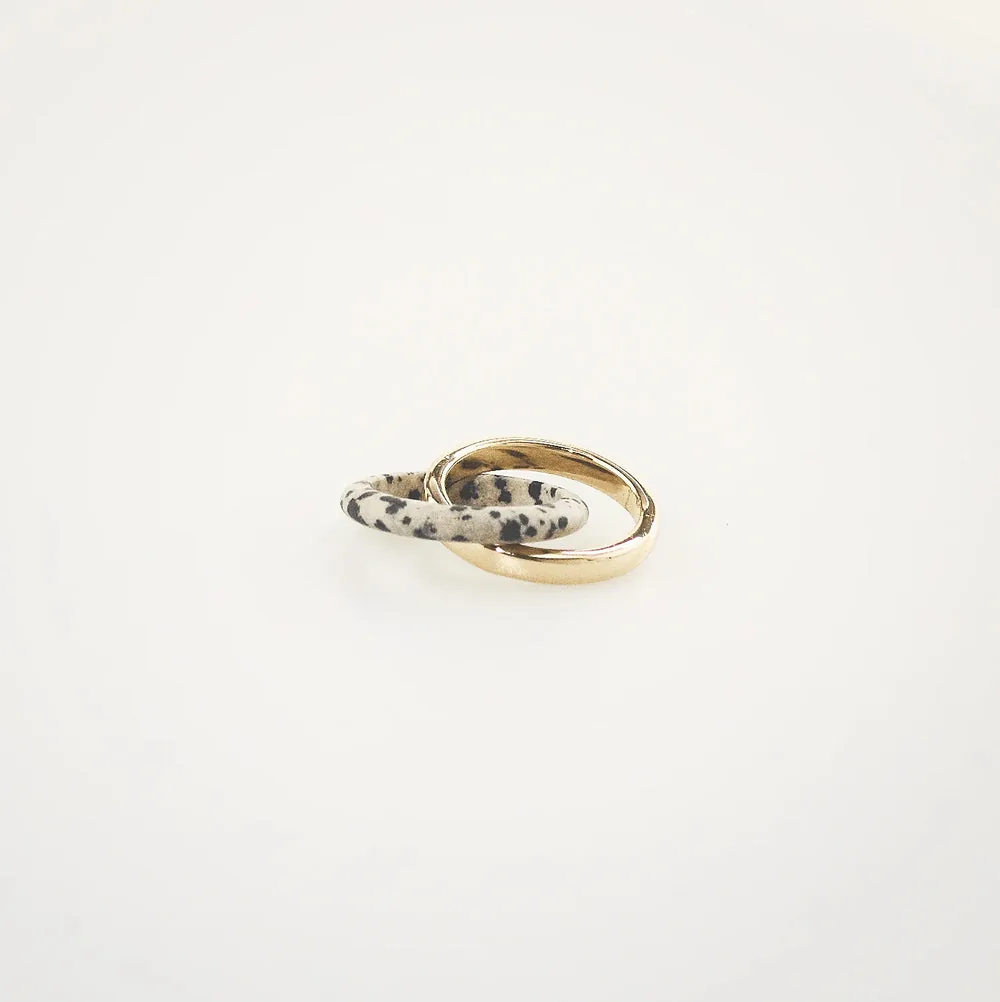 Dalmatian Double Band Ring - 18k Gold Plated Stainless Steel