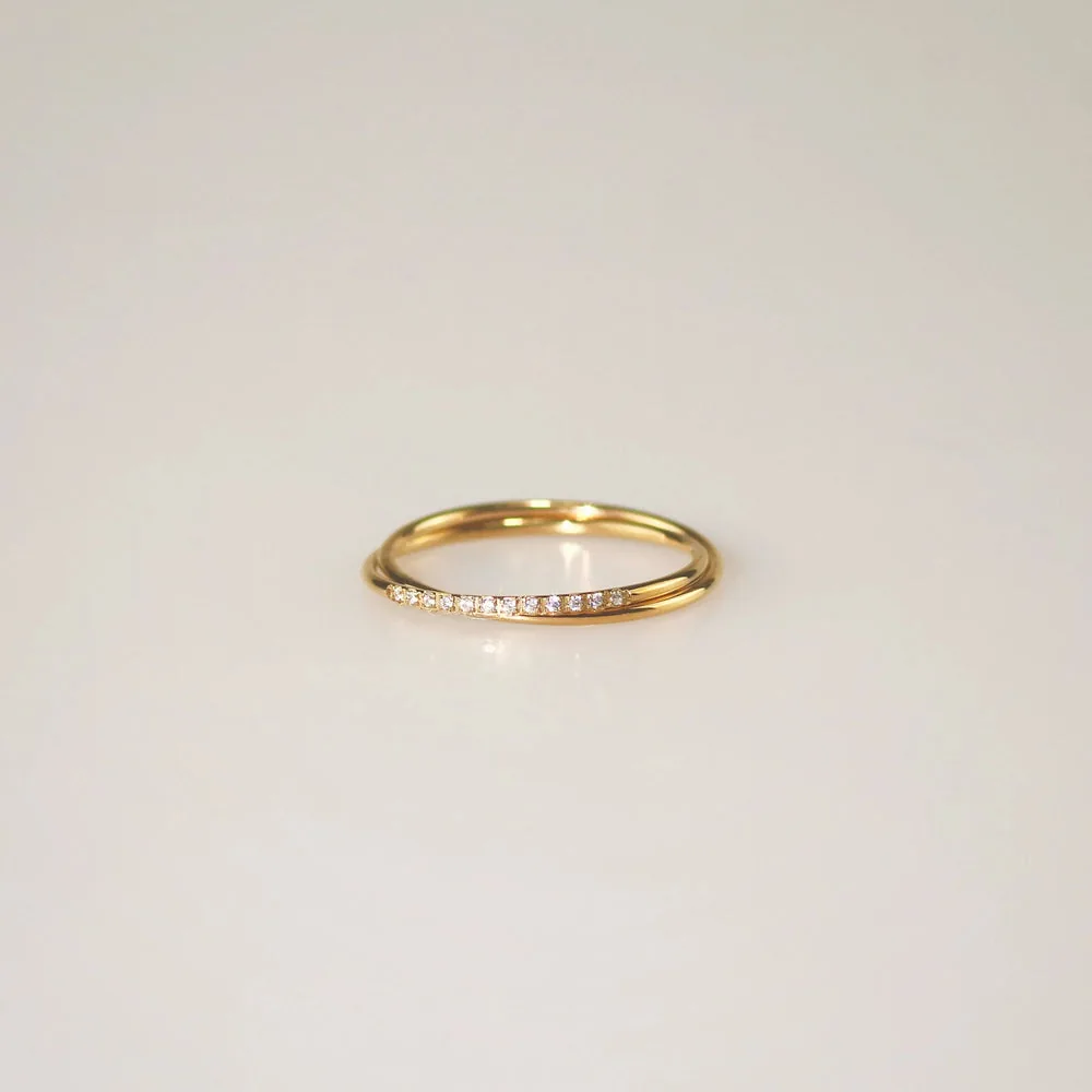 Double Twinkle Stacker Ring – Waterproof 18k Gold Plated Stainless Steel