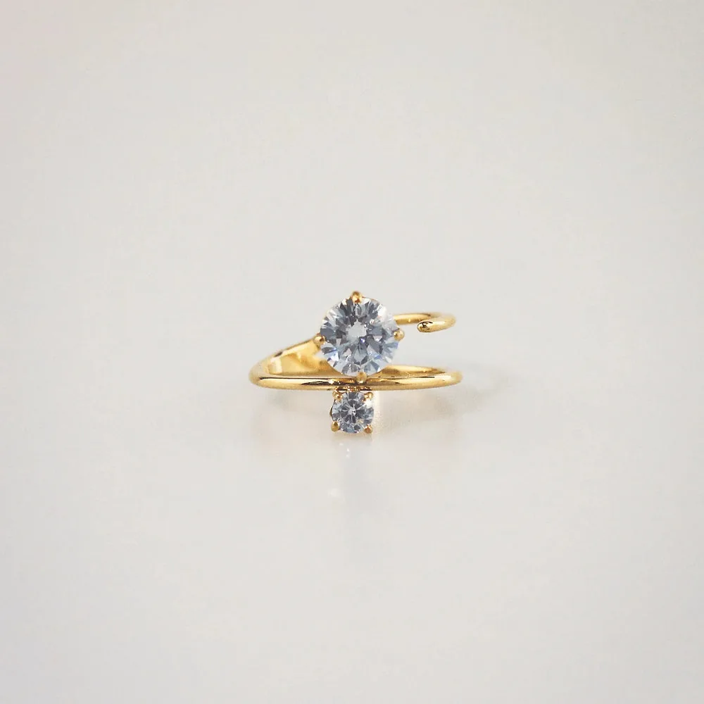Duo Spark Wrap Ring – Stackable Gold Ring for Daily Wear