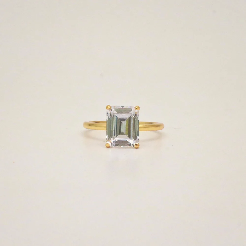 Emerald Cut CZ Ring – Gold & Silver Options