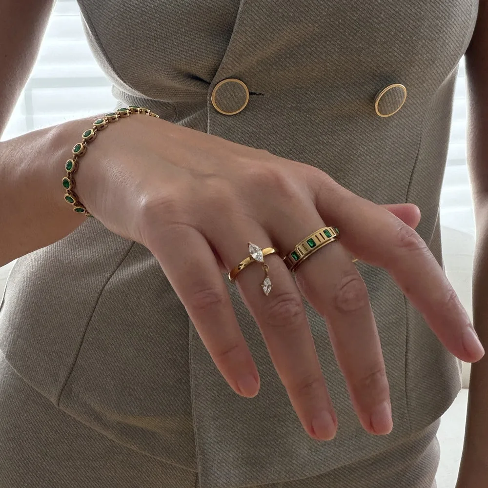 Emerald Fidget Spinner Ring - 18k Gold Plated Stainless Steel