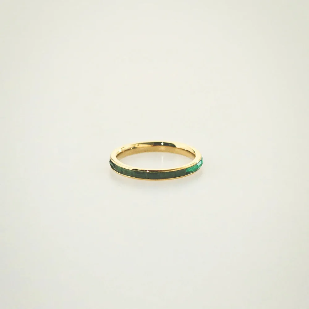 Meideya Emerald Slim Band Ring – 18K Gold Plated Stacker