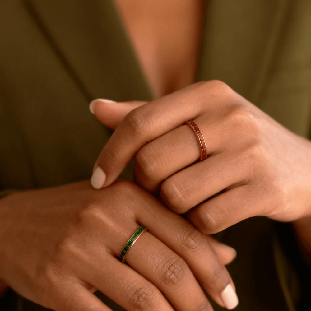 Meideya Emerald Slim Band Ring – 18K Gold Plated Stacker