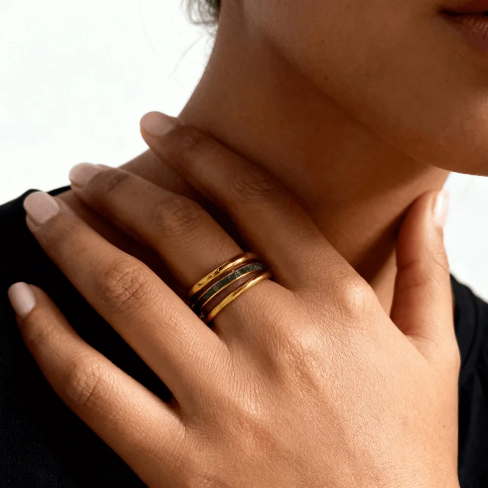 Emerald Triple Ring – Waterproof & Tarnish-Free Stackable Ring