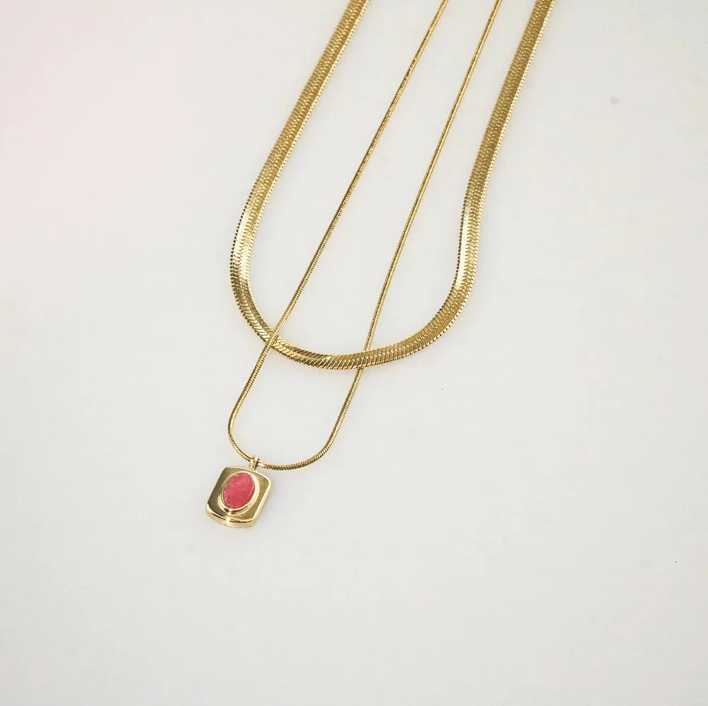 Eve Layered Necklace – Pink