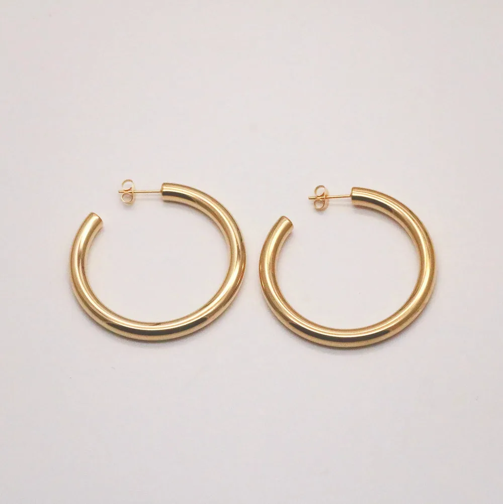 Faith Chunky Large Hoops 48mm Gold Earrings