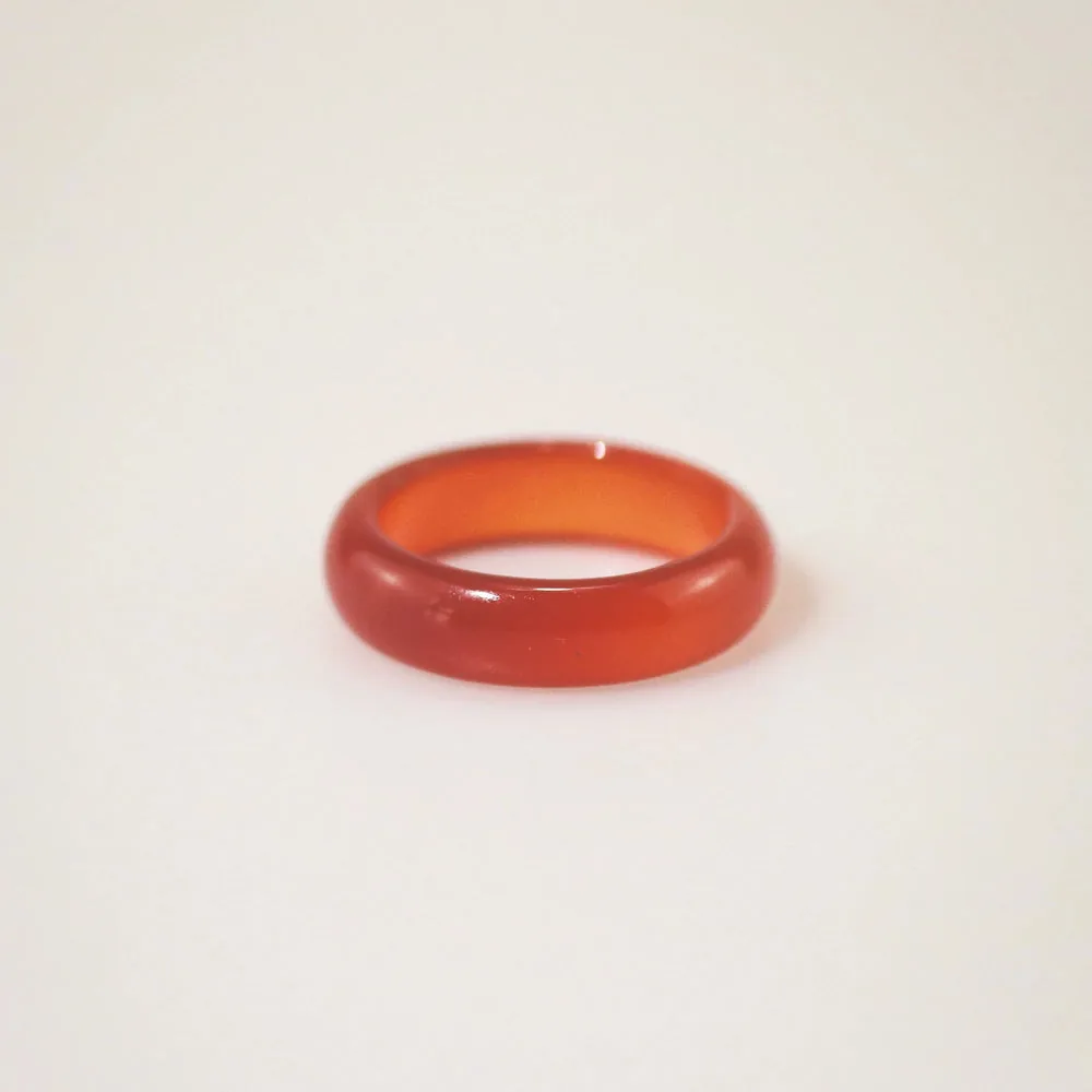 Genuine Red Jade Band Ring – US 7