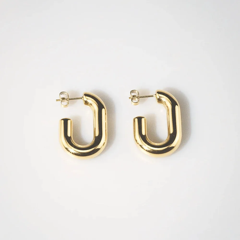 Geo Loop Earrings – Chunky Gold Hoops for Women