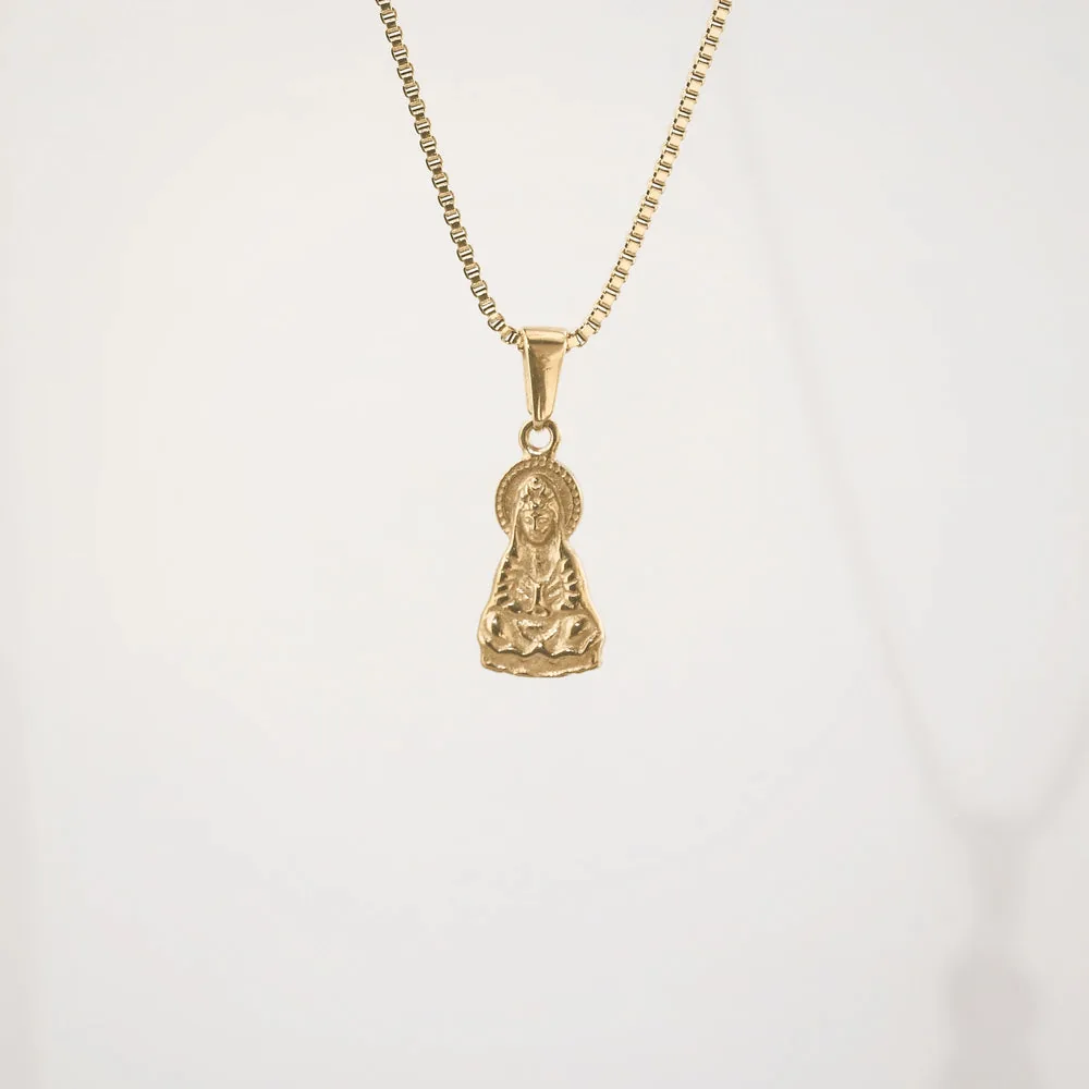 Gold Guanyin Pendant Necklace – Hypoallergenic 316L