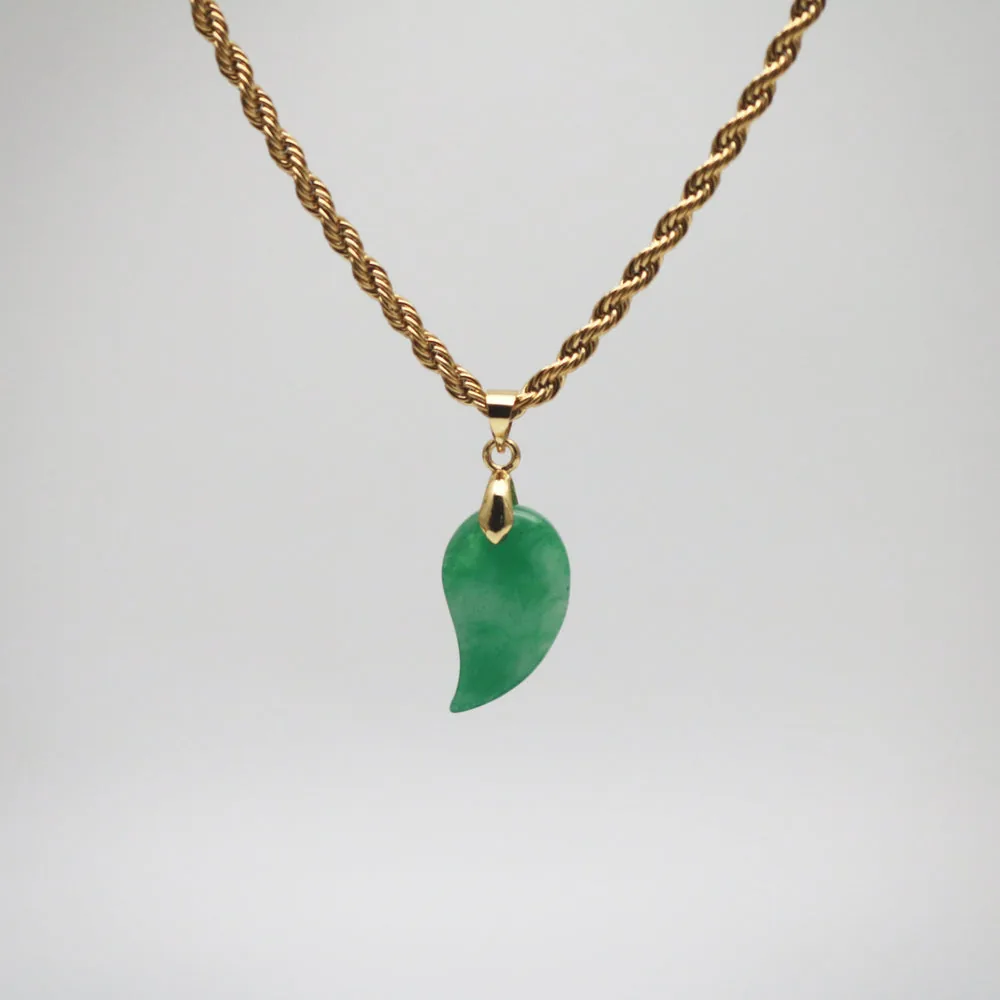 Gold Jade Comma Pendant Necklace - Waterproof