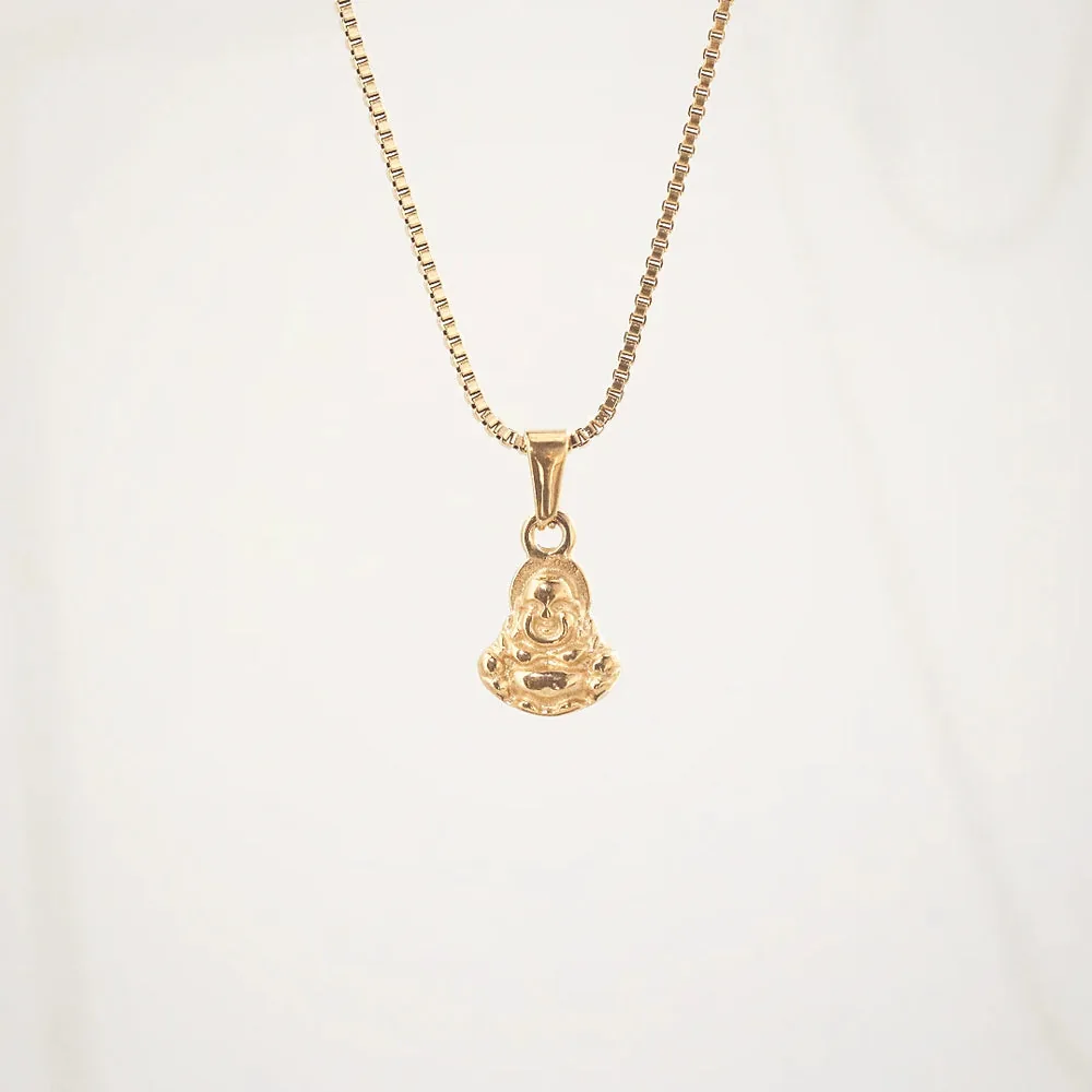 Gold Laughing Buddha Pendant Necklace - Waterproof