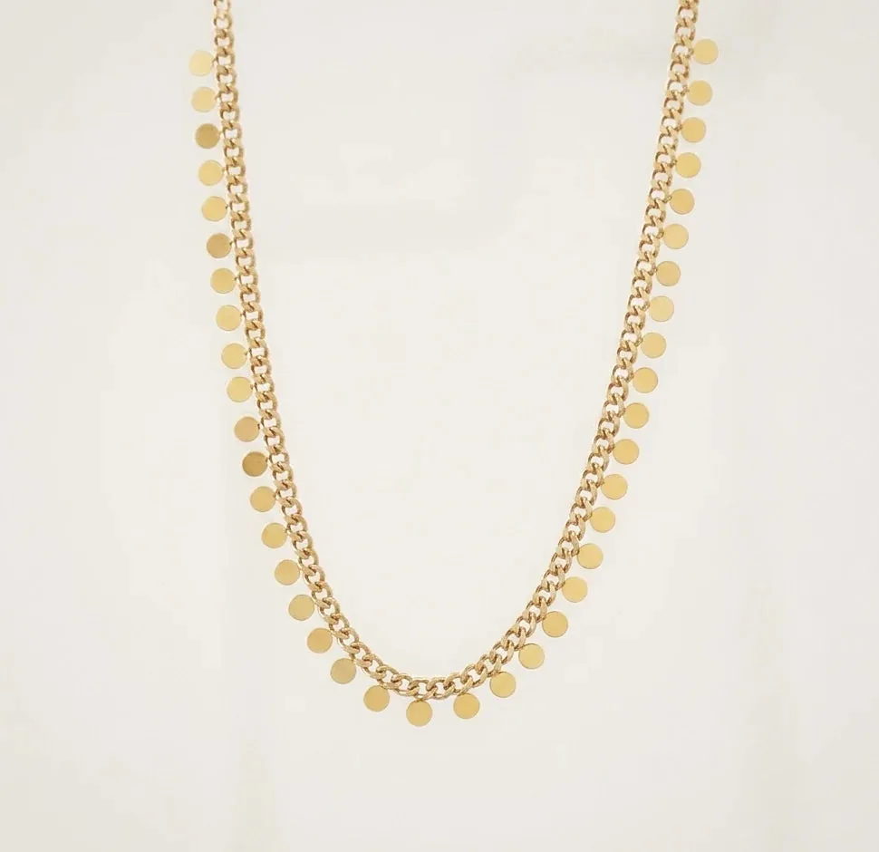 Gold Sequin Fringe Necklace - Waterproof Tarnish-Free
