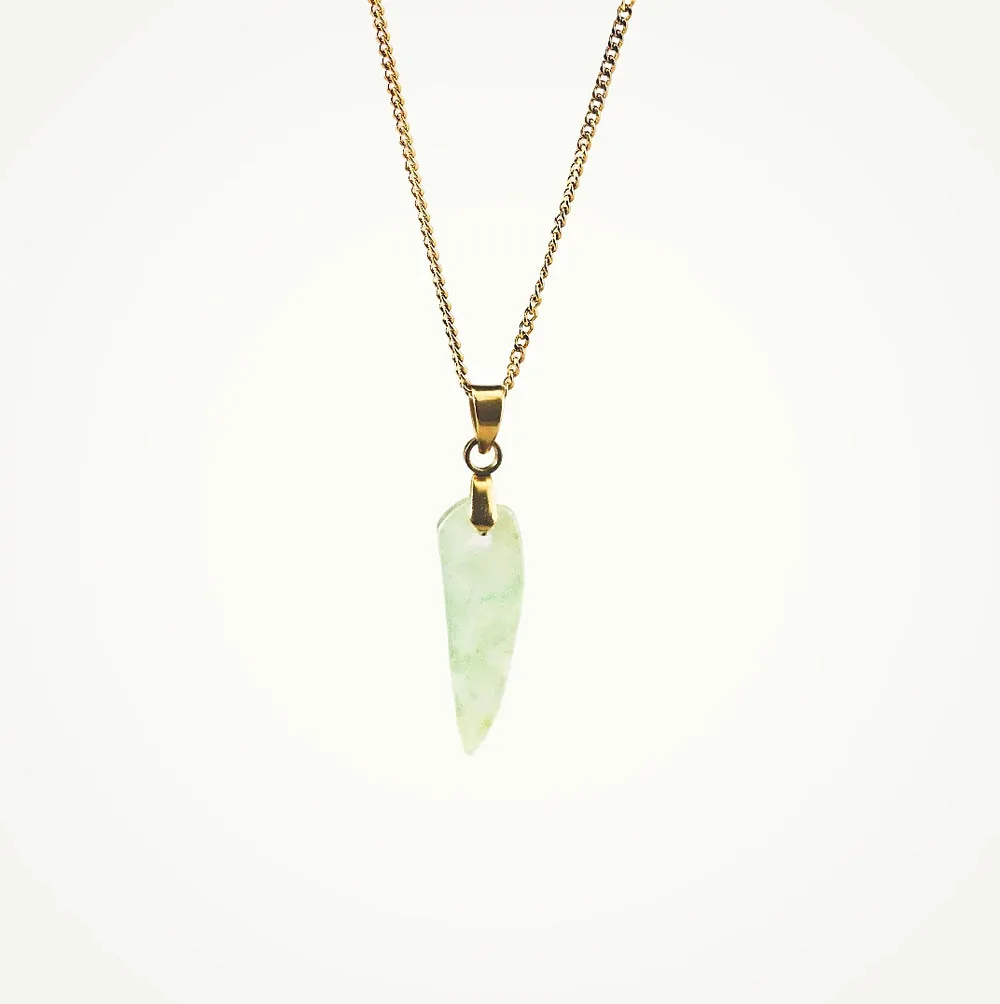 Green Jade Spike Necklace – Waterproof Gold Chain