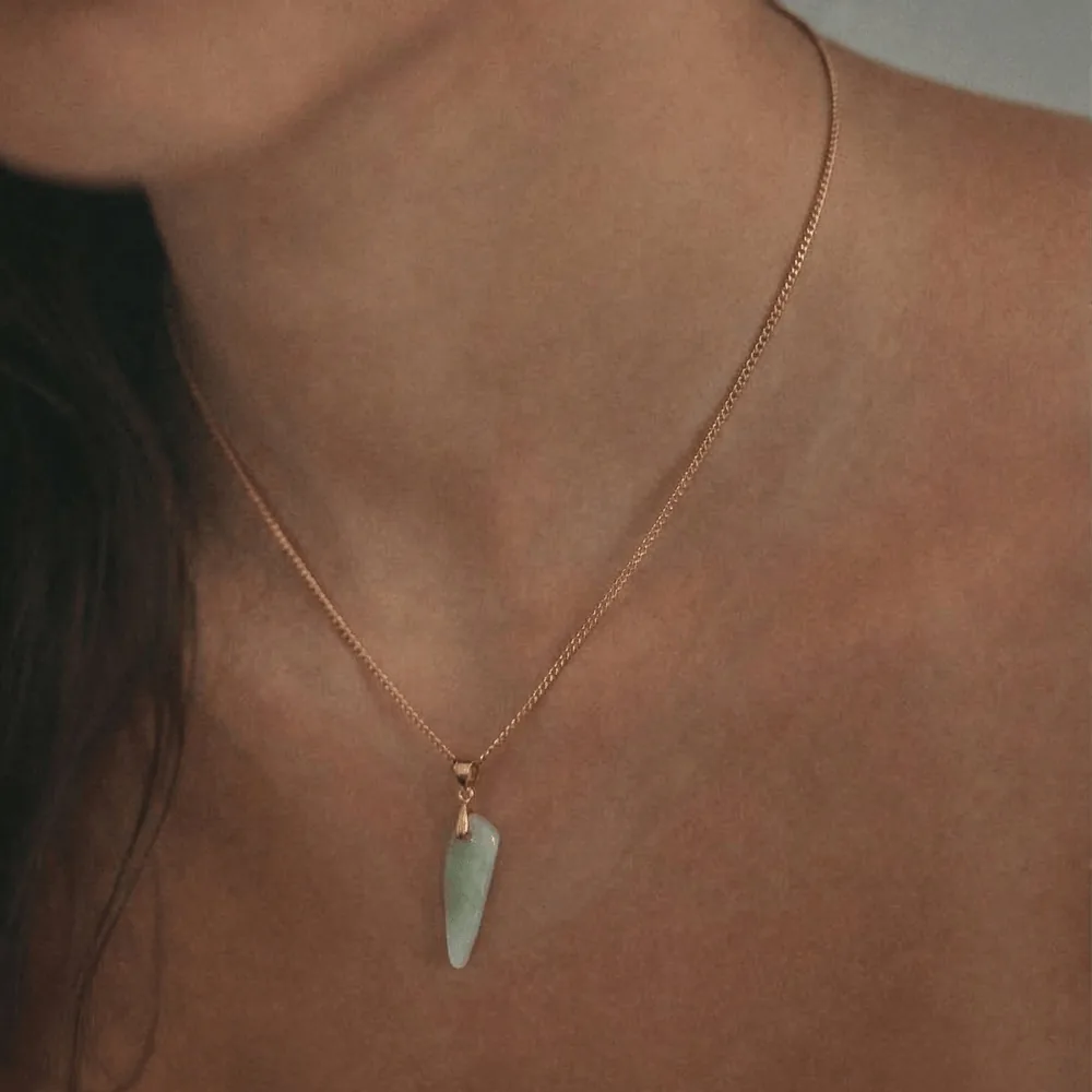 Green Jade Spike Necklace – Waterproof Gold Chain