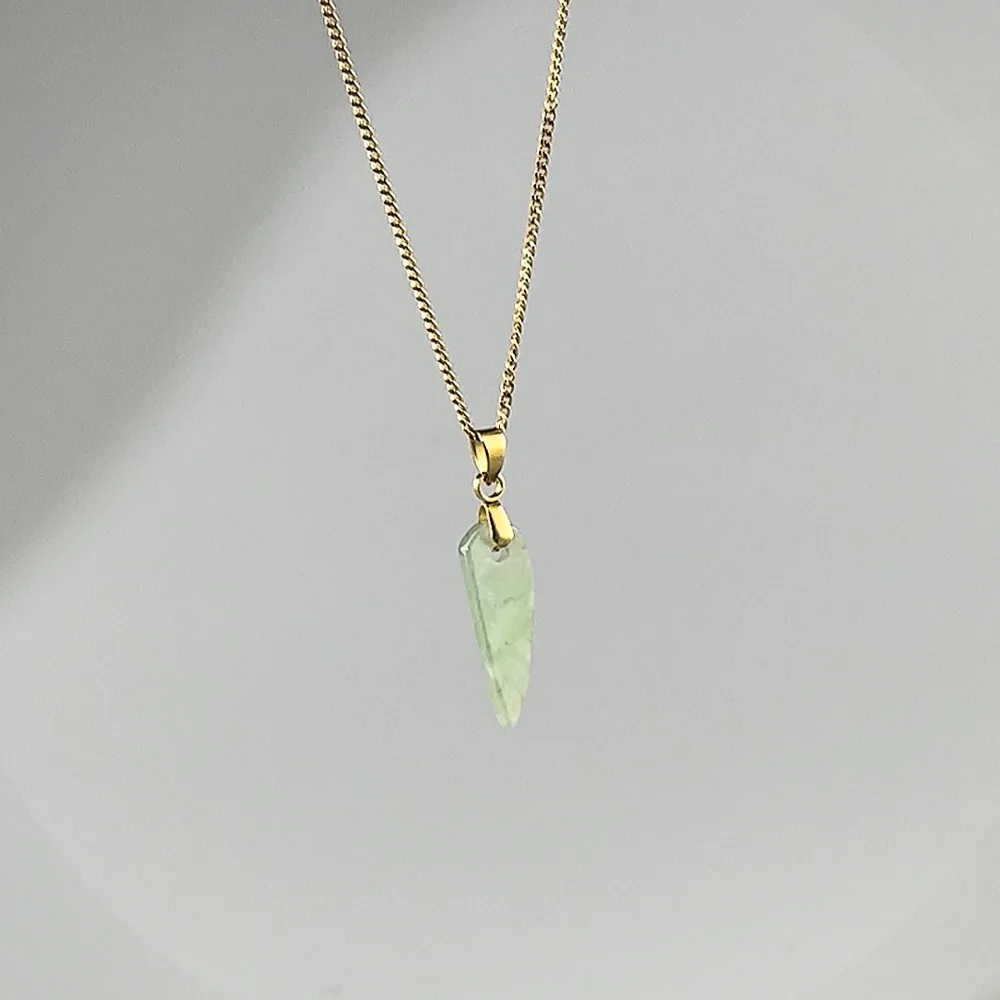Green Jade Spike Necklace – Waterproof Gold Chain