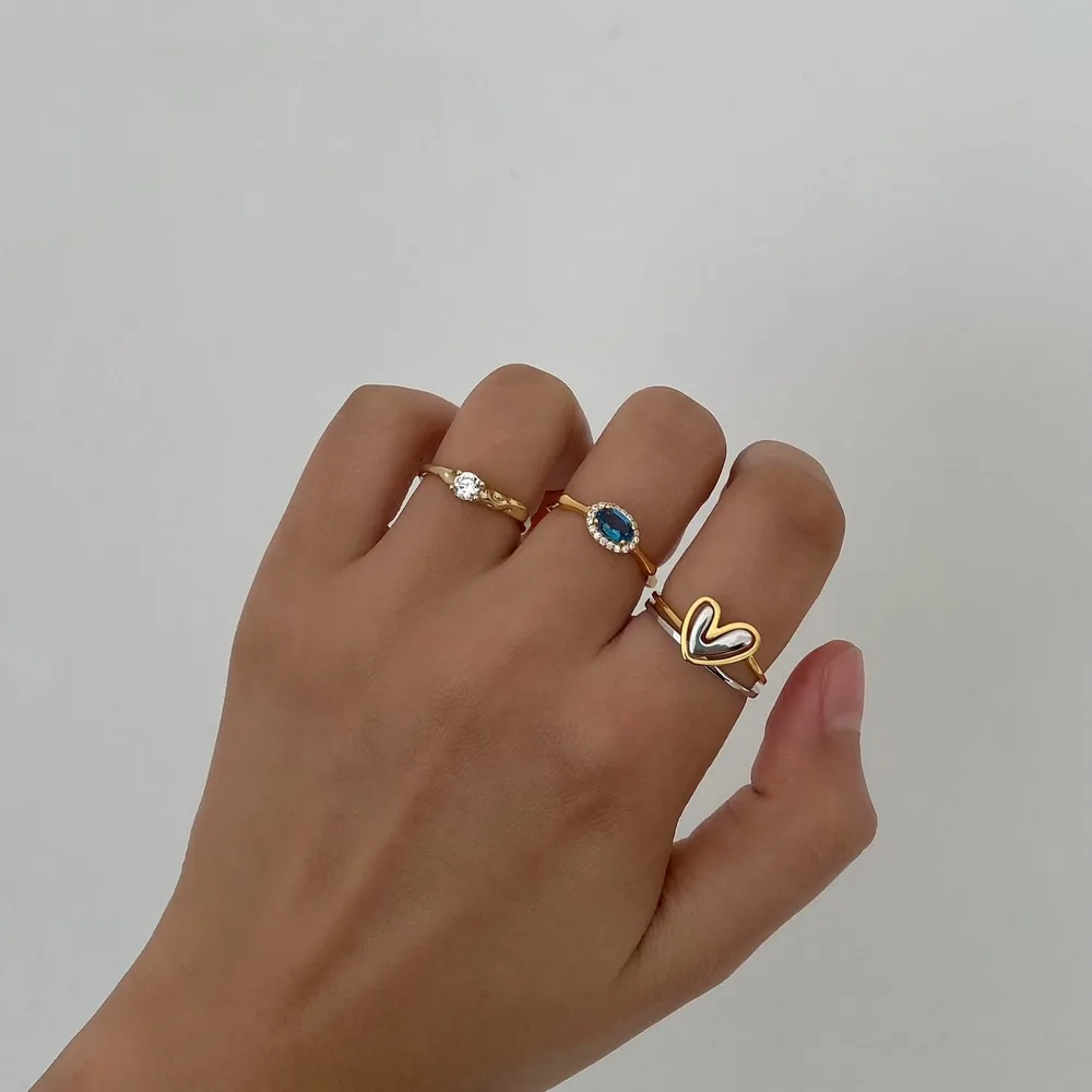 Heart to Heart Ring Set – Two-Tone 18k Gold Plated & Silver