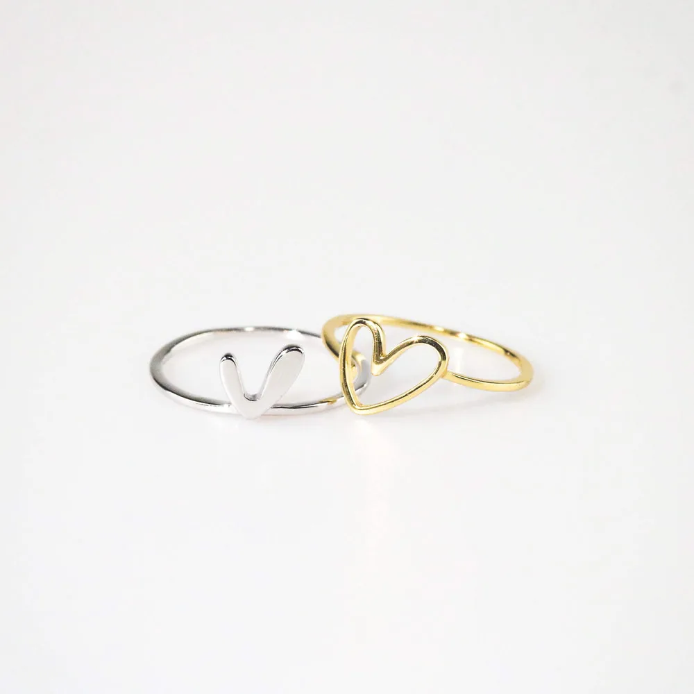 Heart to Heart Ring Set – Two-Tone 18k Gold Plated & Silver