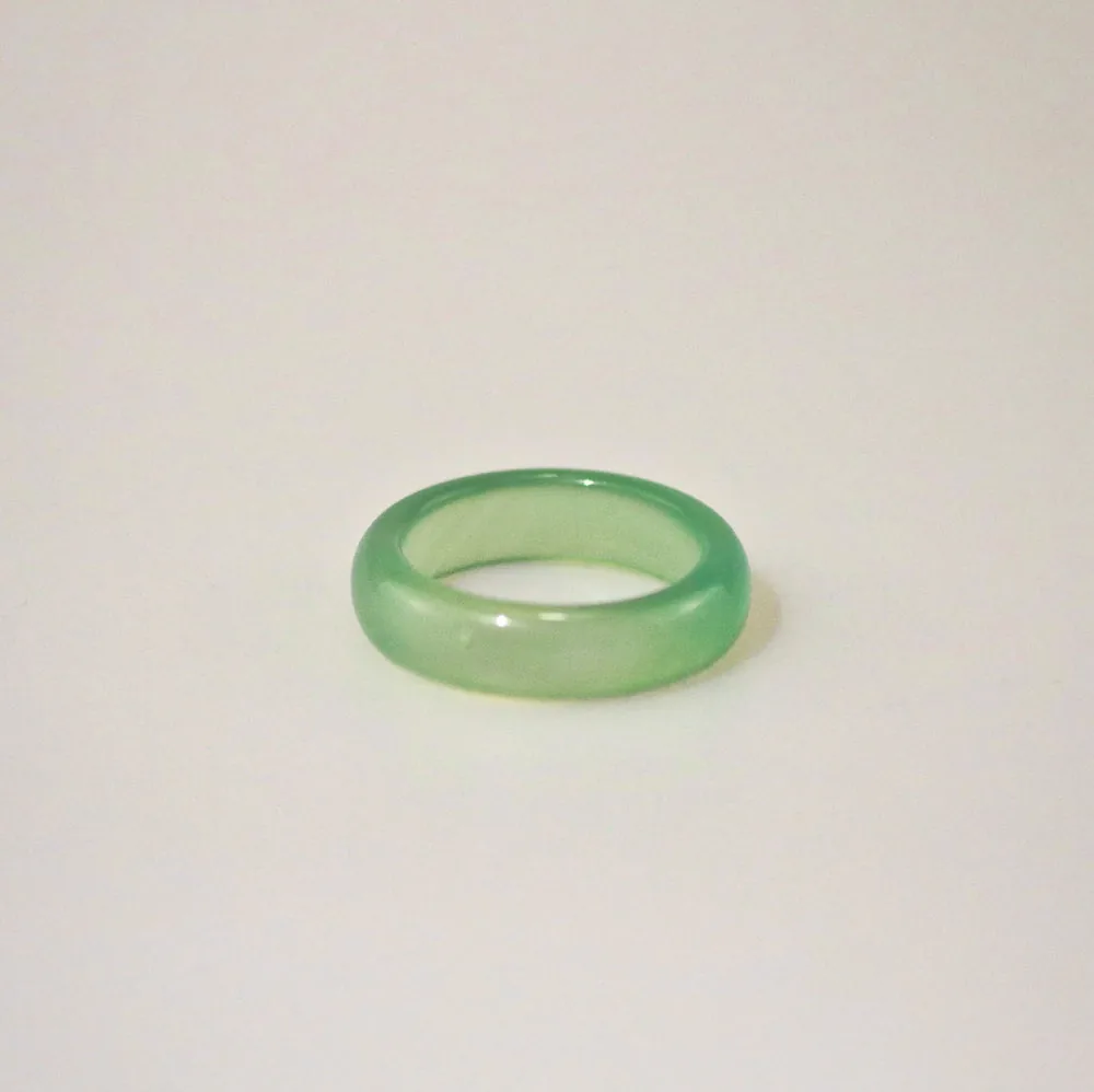 Light Green Jade Band Ring - Hypoallergenic 316L Stainless Steel