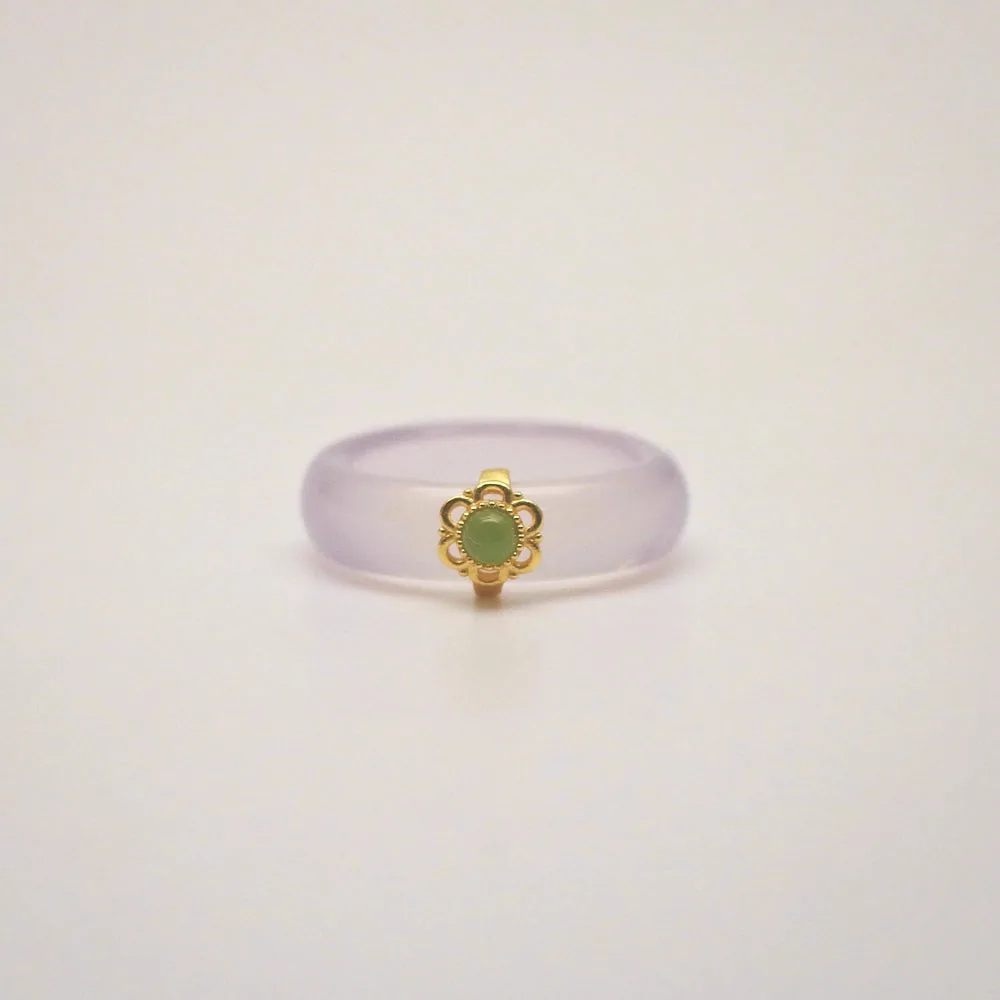 Lyla White Jade Band Ring – Vintage 18k Gold Plated