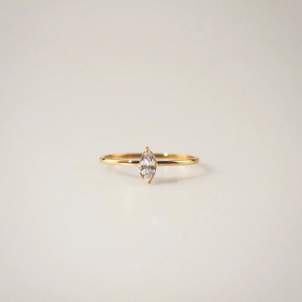 Marquise Cut Solitaire Ring in Hypoallergenic 316L Stainless Steel