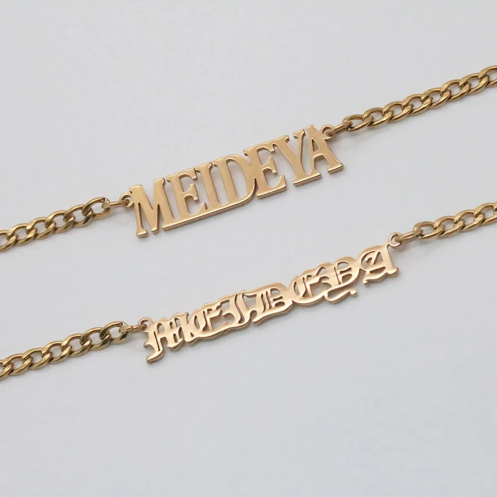 Meideya Nameplate Necklace — Custom Gold & Silver