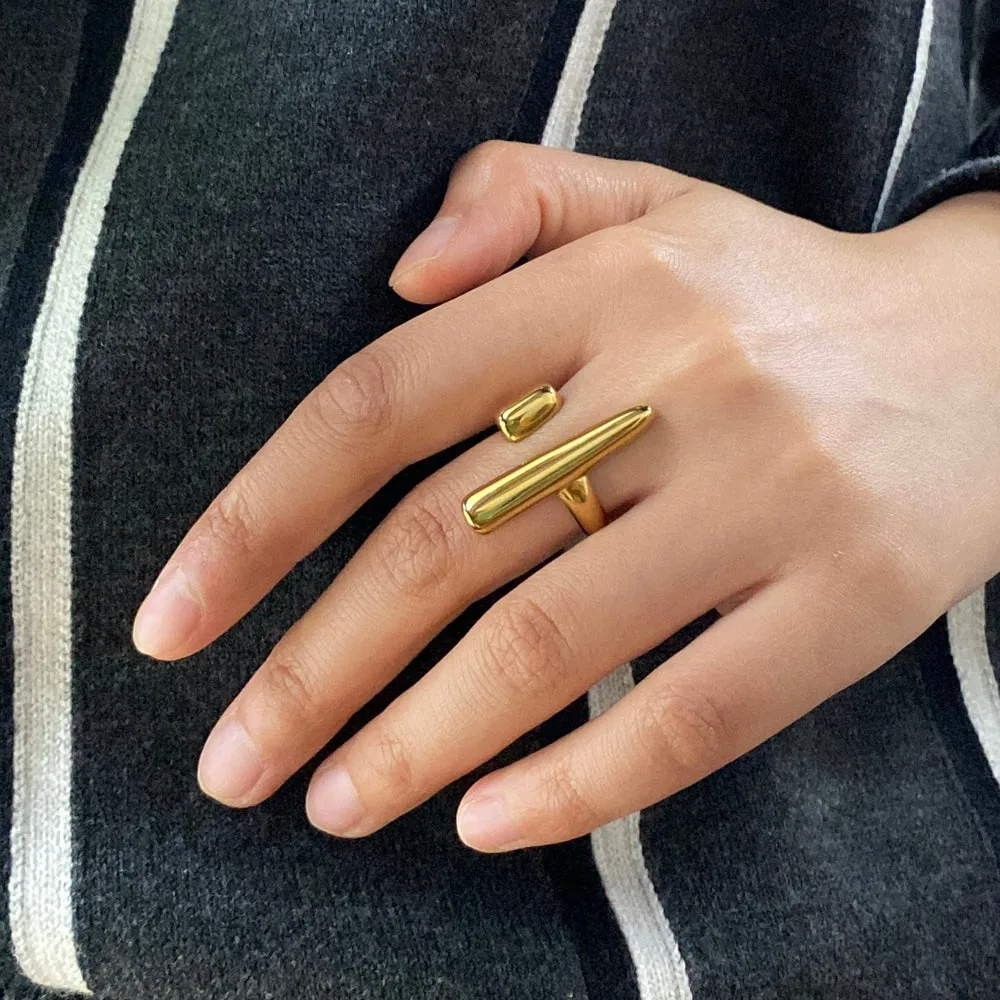 Meideya Needle Open Ring – Adjustable Gold Plated