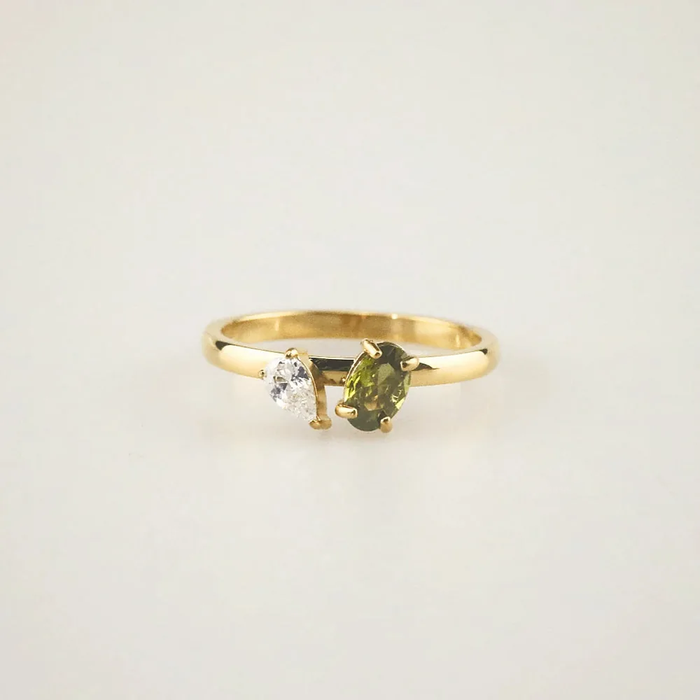 Olive Sparkle Ring - Waterproof Stainless Steel Jewelry
