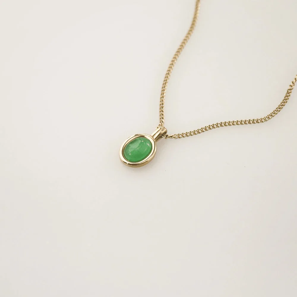 Meideya Oval Green Cats Eye Necklace – Waterproof Gold Plated