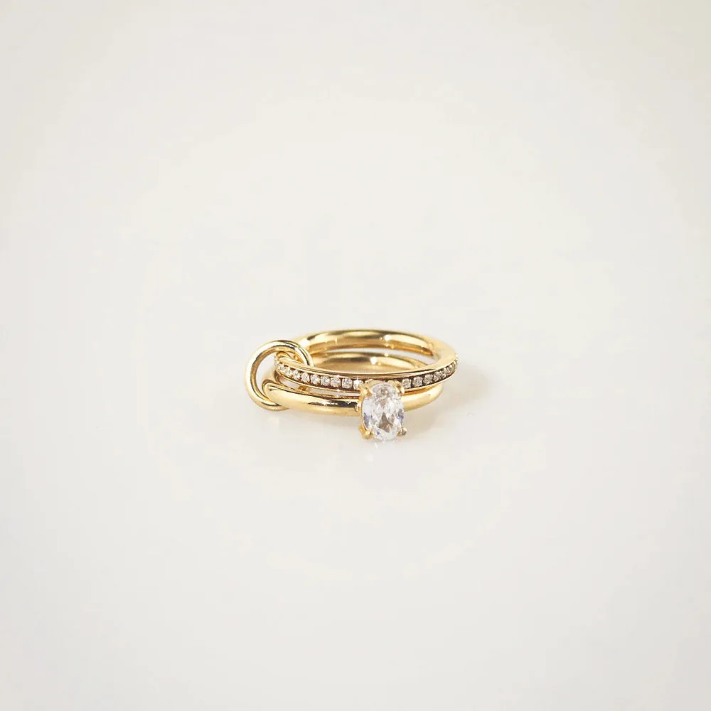 Meideya Oval Pave Duo Ring Set – Stackable Gold Rings