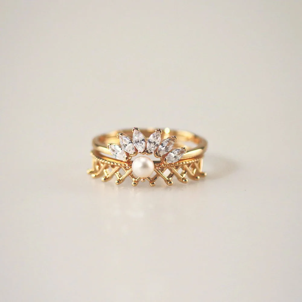 Stackable Gold Plated Sterling Silver Ring Set - Stylr